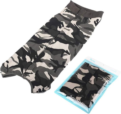 Dog Recovery Suit Abdominal Wound Puppy Surgical Clothes Post-Operative Vest Pet After Surgery Wear Substitute E-Collar & Cone(L, Camouflage)