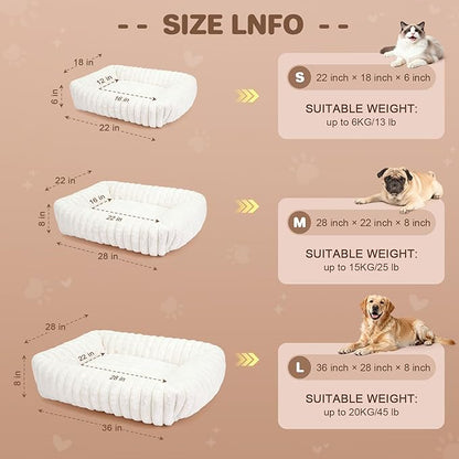 Dog Beds Large Sized Dog, Washable Self Warming Dog Cat Bed Rectangle Orthopedic Large Pet Sofa, Super Soft Plush Rabbit Fur Pet Couch Cute Cat Bed with Removable Zipper Cover & Anti-Slip Bottom