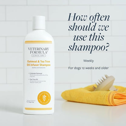 Veterinary Formula Clinical Care Dog Shampoo with Oatmeal and Tea Tree Oil, 128 oz – Fast-Acting, Gentle Medicated Shampoo for Dogs