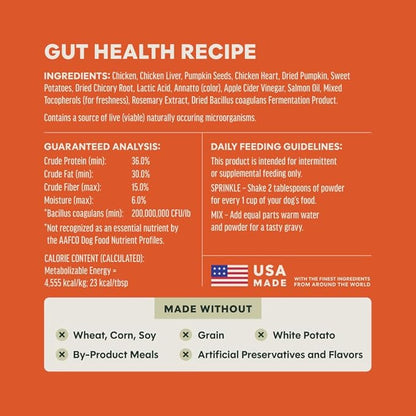 Instinct RawBoost Shakers, Freeze-Dried Dog Food Powder Topper, Chicken - Gut Health, 5.5 oz. Bottle