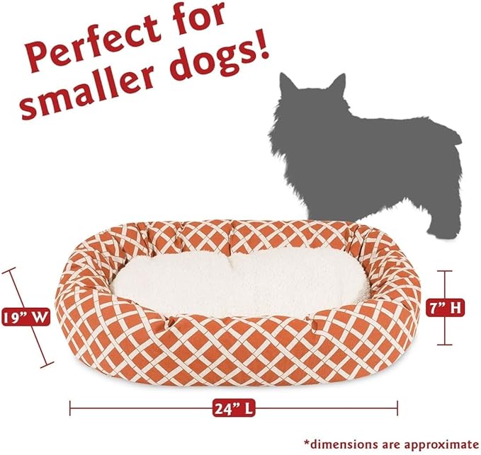 24 inch Burnt Orange Bamboo Sherpa Bagel Dog Bed