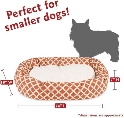 24 inch Burnt Orange Bamboo Sherpa Bagel Dog Bed