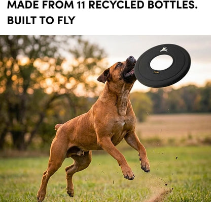OllyDog Super Flyer Dog Flying Disc – Floating Fetch Toy for Water Play, Soft Eco-Friendly Recycled Fabric, Gentle on Teeth, 11" for Medium & Large Dogs (Raven, 11")
