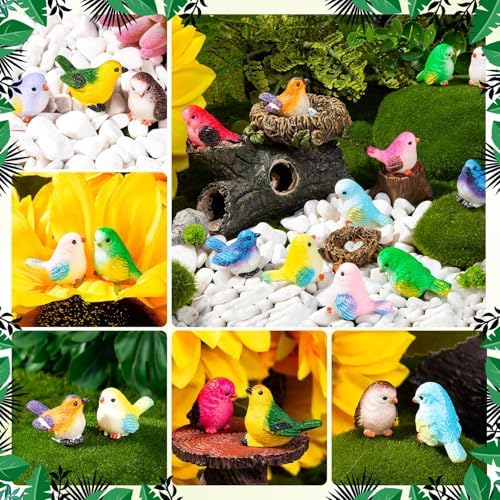 72PCS Miniature Cute Bird Decorative Figurines 11 Styles Mini Resin Birds