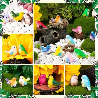 72PCS Miniature Cute Bird Decorative Figurines 11 Styles Mini Resin Birds
