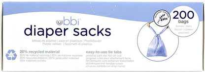 Ubbi Disposable Diaper Sacks, Lavender Scented, Easy-To-Tie Tabs, Diaper Disposal or Pet Waste Bags, 200 Count (Pack of 2)