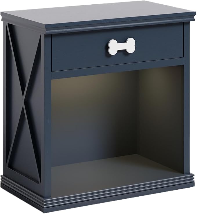 Cat Litter Box Enclosure, Pet Storage Cabinet with LED Light, End Table with Integrated Pet House, Bed Side Tables Bedroom Cat, Cat Bed Side Cabinet with Drawer