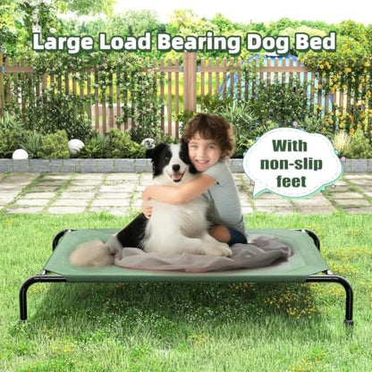 Simple Trending Raised Dog Bed for Large Dogs, Waterproof Dog Cot, Green