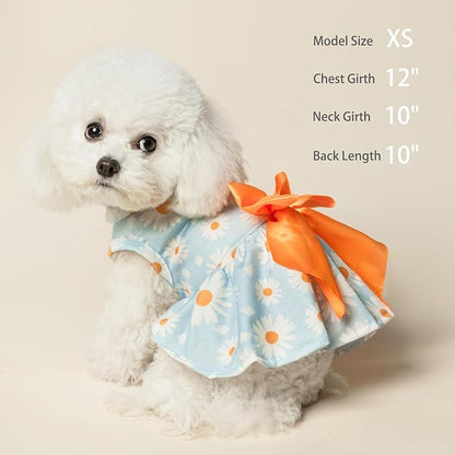 PUPTECK Floral Dog Dress for Spring Outfit Puppy Cute Small Dogs Clothes,Daisy,L