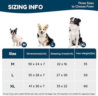 ChiXnuggle Dog Bed Large Sized Dog - Luxury Striped Faux Fur Waterproof Pet Couch with Removable Washable Cover, Orthopedic Pet Bed with Bolster Sides for Sleeping, Cream