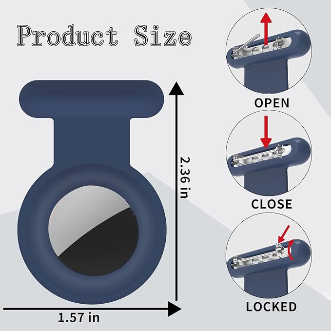 2 Pack Holder Case Compatible for Airtag Tracker, Silicone Hidden GPS Kid Airtag Holder with Invisible Pin, Anti Lost Apple Air Tag Case Cover for Toddlers, Elderly, Pet, Clothing(Blue and Black)