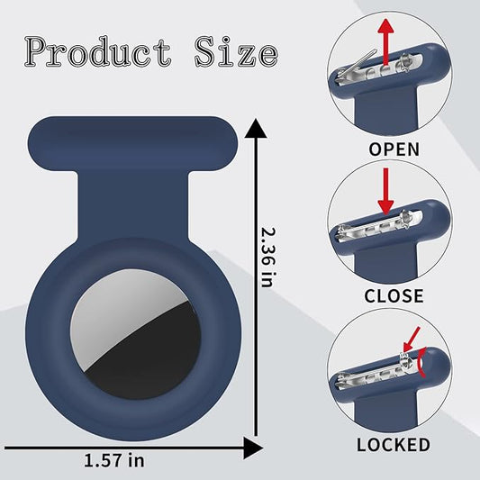 2 Pack Holder Case Compatible for Airtag Tracker, Silicone Hidden GPS Kid Airtag Holder with Invisible Pin, Anti Lost Apple Air Tag Case Cover for Toddlers, Elderly, Pet, Clothing(Blue and Black)