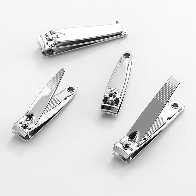 4 Pcs Nail Clippers for Fingernails and Tonenail by QLL - Swing Out Nail Cleaner/File - Sharpest Stainless Steel Clipper - Wide Easy Press Lever - Nail Cutter