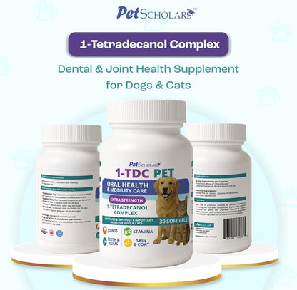 1TDC Dental & Joint Health Softgel Supplement for Dogs & Cats, Supports Oral Health, Stamina, Mobility, Muscle Strength & Recovery, Maintains Skin & Coat Health of Pets (30 Soft Gels)
