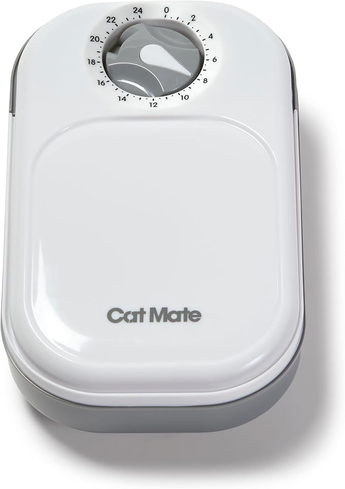 Cat Mate C100 Single Meal Automatic Timer-Controlled Pet Feeder - Suitable for Cats and Small Dogs, For Wet or Dry Food, up to 14 oz capacity, White
