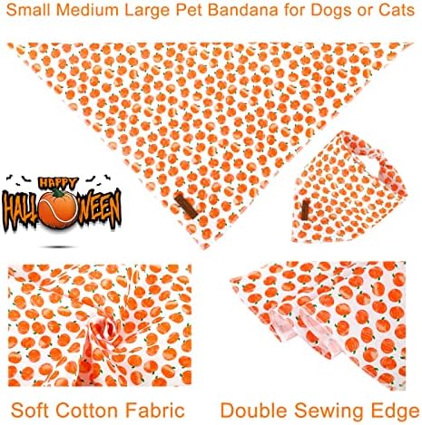 Halloween Pumpkin Dog Bandana, Halloween Triangle Bid Scarf with Pumpkin Pattern, Cotton Pet Kerchief for Girl Boy Dogs or Cats, Cute Puppy Bandana Fancy for Dogs