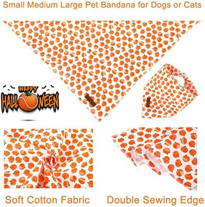 Halloween Pumpkin Dog Bandana, Halloween Triangle Bid Scarf with Pumpkin Pattern, Cotton Pet Kerchief for Girl Boy Dogs or Cats, Cute Puppy Bandana Fancy for Dogs