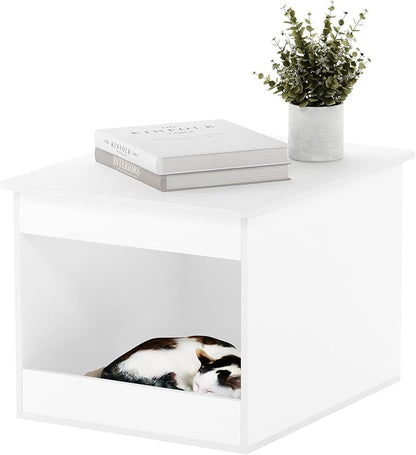 Furinno Peli Top Opening Litter Box Enclosure, Solid White