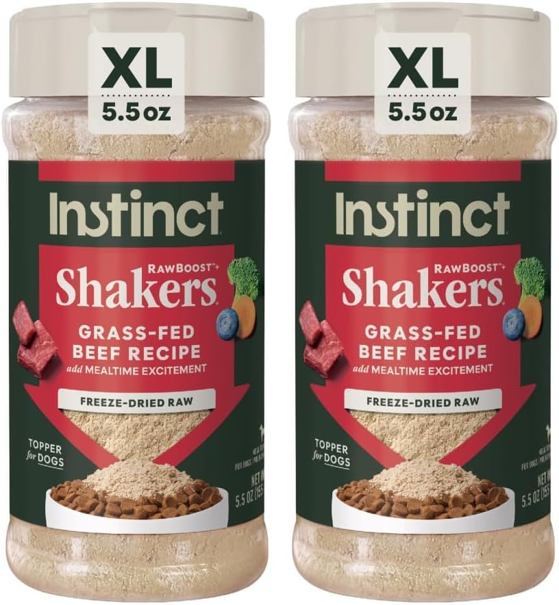 Instinct Freeze Dried Shakers, Dog Food Topper, Beef, 5.5 oz. (Pack of 2)
