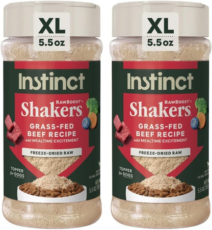 Instinct Freeze Dried Shakers, Dog Food Topper, Beef, 5.5 oz. (Pack of 2)