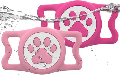 IP68 Waterproof Dog AirTag Holder for Dog Collar, Soft, Stretchy Silicone | Full-Body Protection, Easy Tool-Free Installation, Quiet, No-Dangle Fit, Lightweight, Fits Dog & Cat Collars of All Widths