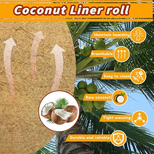 Hamiledyi 78.7x15.7in Reptile Carpet Coconut Fiber Substrate Large Snake Bedding Coco Liner Roll Mat for Bearded Dragon Tortoise Lizard Habitat Pad Garden Decoration