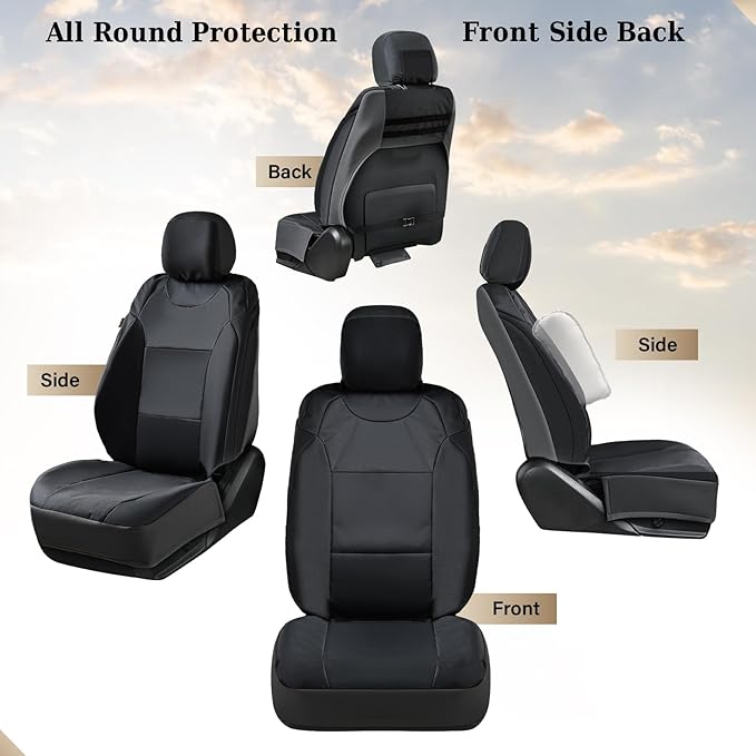 Coverado Front Seat Covers, Waterproof Oxford Seat Protector for Car Seat Cushions for Kids & Dogs, Compatible with 2015-2026 Ford F150 & 2017-2026 Ford F250 F350 F450 (Black, 2PCS)