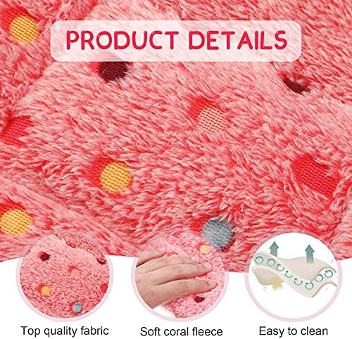 Jetec 3 Pcs Guinea Pig Beds, Fleece Small Animal Mats, Dots, Red