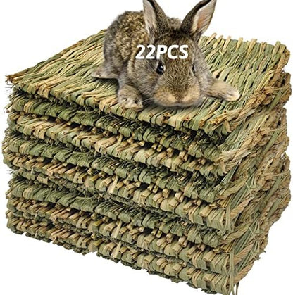Hamiledyi Grass Mat for Rabbit Woven Bed Mat Bunny Chew Toys 22PCS