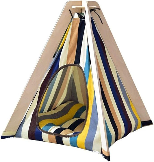 Pet beds, Pet Tent Wooden Dog House Pet Bed Cat Bed Yurt Washable Kennel Cat Litter Small