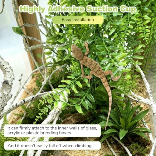 PINVNBY Reptile Plants Hanging Fake Vines Boston Climbing Terrarium Plant with Suction Cup for Bearded Dragons Lizards Geckos Snake Pets Hermit Crab and Tank Habitat Decorations (3 Pack)
