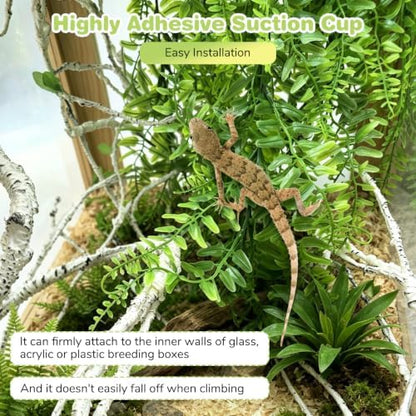 PINVNBY Reptile Plants Hanging Fake Vines Boston Climbing Terrarium Plant with Suction Cup for Bearded Dragons Lizards Geckos Snake Pets Hermit Crab and Tank Habitat Decorations (3 Pack)