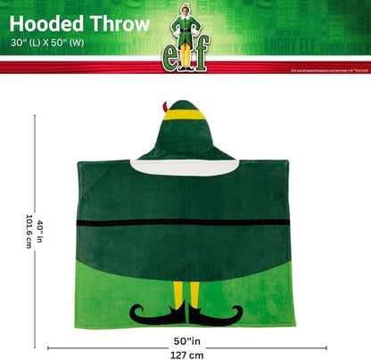Elf The Movie Buddy Holiday Christmas Kids Bedding Soft Cozy Hooded Throw Blanket, 40 in x 50 in, (Officially Licensed Product) by Franco