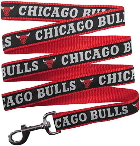 NBA CHICAGO BULLS Dog Leash, Size Medium. Heavy-Duty Metal Swivel Buckle Pet Leash