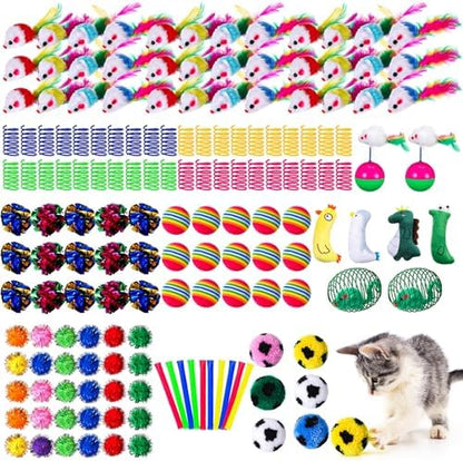 Shappy 150 Pcs Cat Toys Bulk Pack for Indoor Cats, Mice Balls,Novel