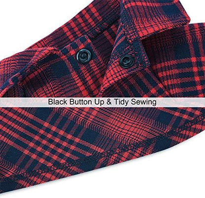 Dog Plaid Shirt for Small Dogs & Cat Snap Clothes Collared Tee Red#2 - XS