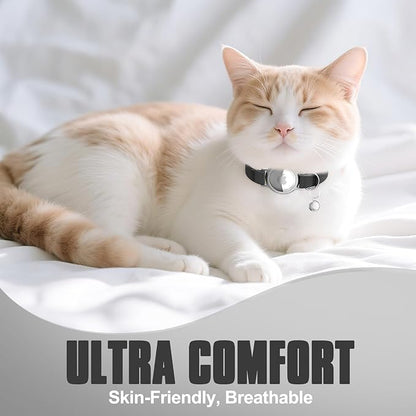 AirTag Cat Collar, Ultra Elastic Cat Tracker Collar, Airtag Holder Compatible with Apple Air Tag, [Lightweight & Scratch Resistant] Adjustable Stepless GPS Pet Collar for Cats Kittens, Black