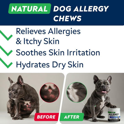 Dog Allergy & Itching Relief - Anti Itch, Skin&Coat Support Chews w/Omega 3
