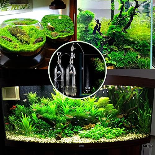 DIY CO2 Generator System Kit with Pressure Gauge Air Flow Adjustment Valve - Pressurized CO2 Kit for Aquarium Plants Tube Valve for Bottle - CO2 Regulator Aquarium for CO2 Diffuser - Grow System