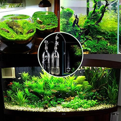 DIY CO2 Generator System Kit with Pressure Gauge Air Flow Adjustment Valve - Pressurized CO2 Kit for Aquarium Plants Tube Valve for Bottle - CO2 Regulator Aquarium for CO2 Diffuser - Grow System