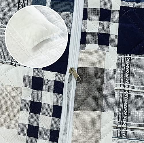 Brilliant Sunshine Blue Plaids & Stripes Dog Sofa Slipcover, Extra Large