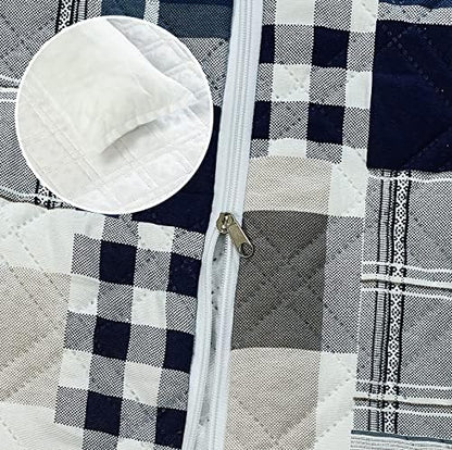 Brilliant Sunshine Blue Plaids & Stripes Dog Sofa Slipcover, Extra Large