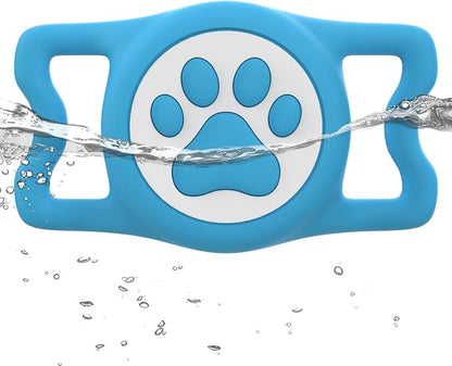 IP68 Waterproof Dog AirTag Holder for Dog Collar, Soft, Stretchy Silicone | Full-Body Protection, Easy Tool-Free Installation, Quiet, No-Dangle Fit, Lightweight, Fits Dog & Cat Collars of All Widths
