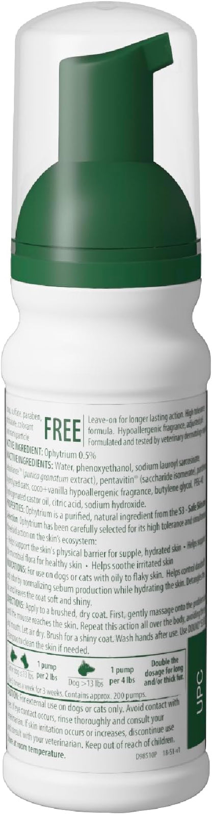 Douxo S3 Seb Mousse, Contains 0.5% Ophytrium, Odor Control & Seboregulating, For Oily to Flaky Skin, Seborrhea, For Dogs and Cats, 5.1 fl. oz. (150mL)