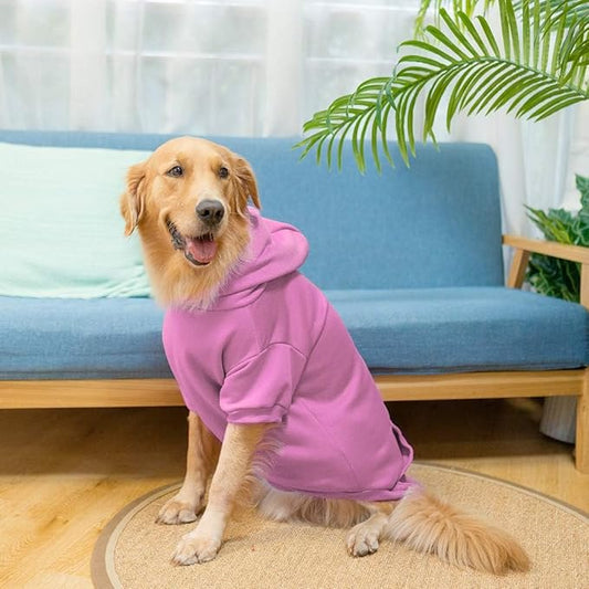 KOOLTAIL Dog Hoodie for Large Medium Small Dogs, Soft and Warm Pet Sweater with Leash Hole and Pocket Boy Girl, Puppy Fall Winter Jacket Clothes, French Pitbull Cold Weather Coat Sweatshirt, Pink L