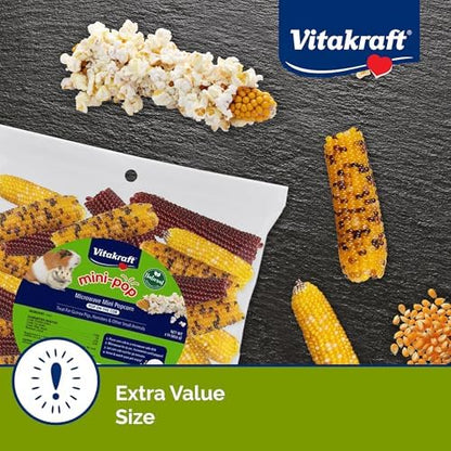 Vitakraft Mini Pops Microwavable Corn Cobs for Small Animals - Corn on The Cob Snack for Hamsters, Rabbits, & Guinea Pigs - Pet Treat & Enrichment Chew Toy - Popcorn for Small Animals (1lb)