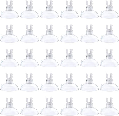 Pawfly Aquarium Suction Cup Clips for Standard 3/16" ID Airline Tubing Clear Air Hose Holder Clamp Accessories for Fish Tank Aeration Setup, 30pc