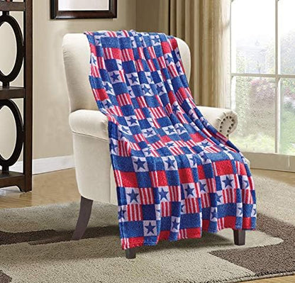 Valerian Luxury Velvet Super Soft Light Weight Blanket Prints Fleece Throw - All Year Round Home Decor, Fuzzy Warm and Cozy Throws, Couch and Gift, 50 x 60inch, Patchwork