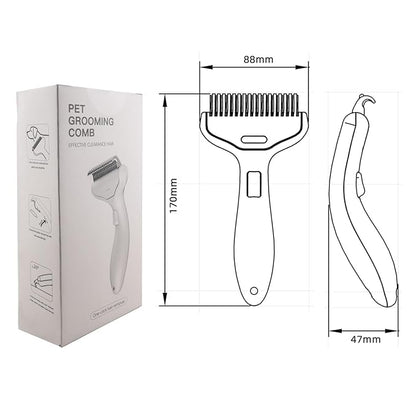 Self Cleaning Grooming Rake Brush for Shedding Gently Removes Loose Undercoat Mats Tangled Deshedding Grooming Tool for Dogs Cats Extra Wide (Black)