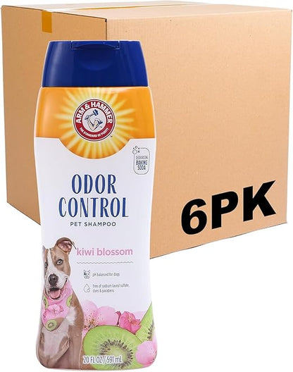 Arm & Hammer Deodorizing Dog Shampoo with Baking Soda for Odor Control, Tearless Moisturizing Formula for Sensitive Skin, Fresh Kiwi Blossom Scent, Safe for Dogs and Puppies, 20 Fl Oz - 6 Pack
